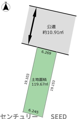名古屋市昭和区曙町1丁目売土地、土地面積119.67平米、地下鉄桜通り線「吹上」駅徒歩11分 間取り